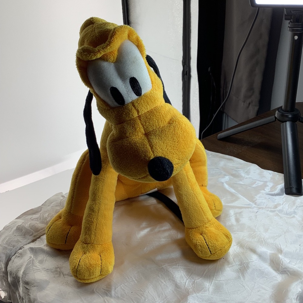 Disney Kohls Cares Pluto Plush Stuffed Animal Yellow Dog Green Collar 2014